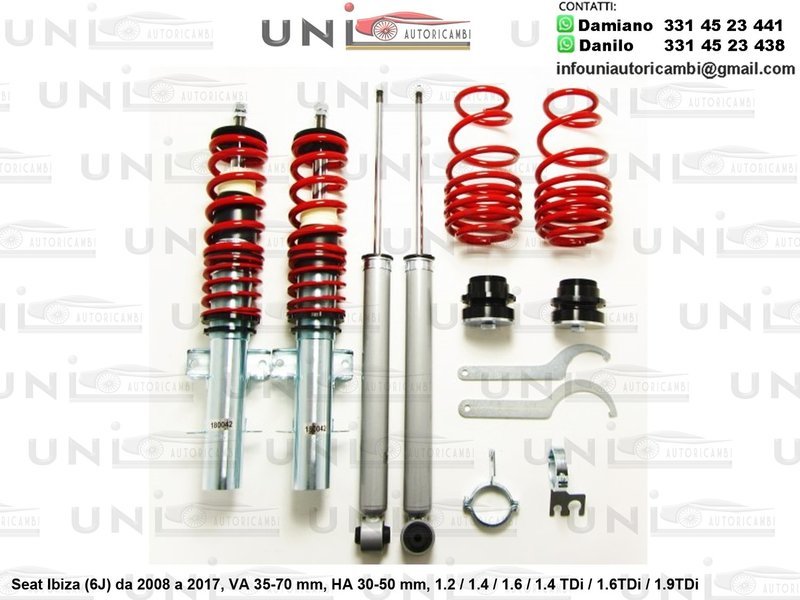 Assetto a Ghiera Regolabile Seat Ibiza (6J) 1.2 / 1.4 / 1.6 / 1.4 TDi / 1.6TDi / 1.9TDi da 2008 a 2017