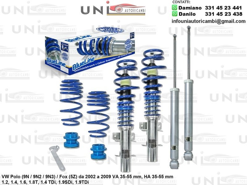 Assetto a Ghiera Regolabile VW Polo (9N / 9N2 / 9N3) / Fox (5Z) da 2002 a 2009 1.2 / 1.4 / 1.6 / 1.8T &amp; 1.4 TDi / 1.9SDi / 1.9TDi