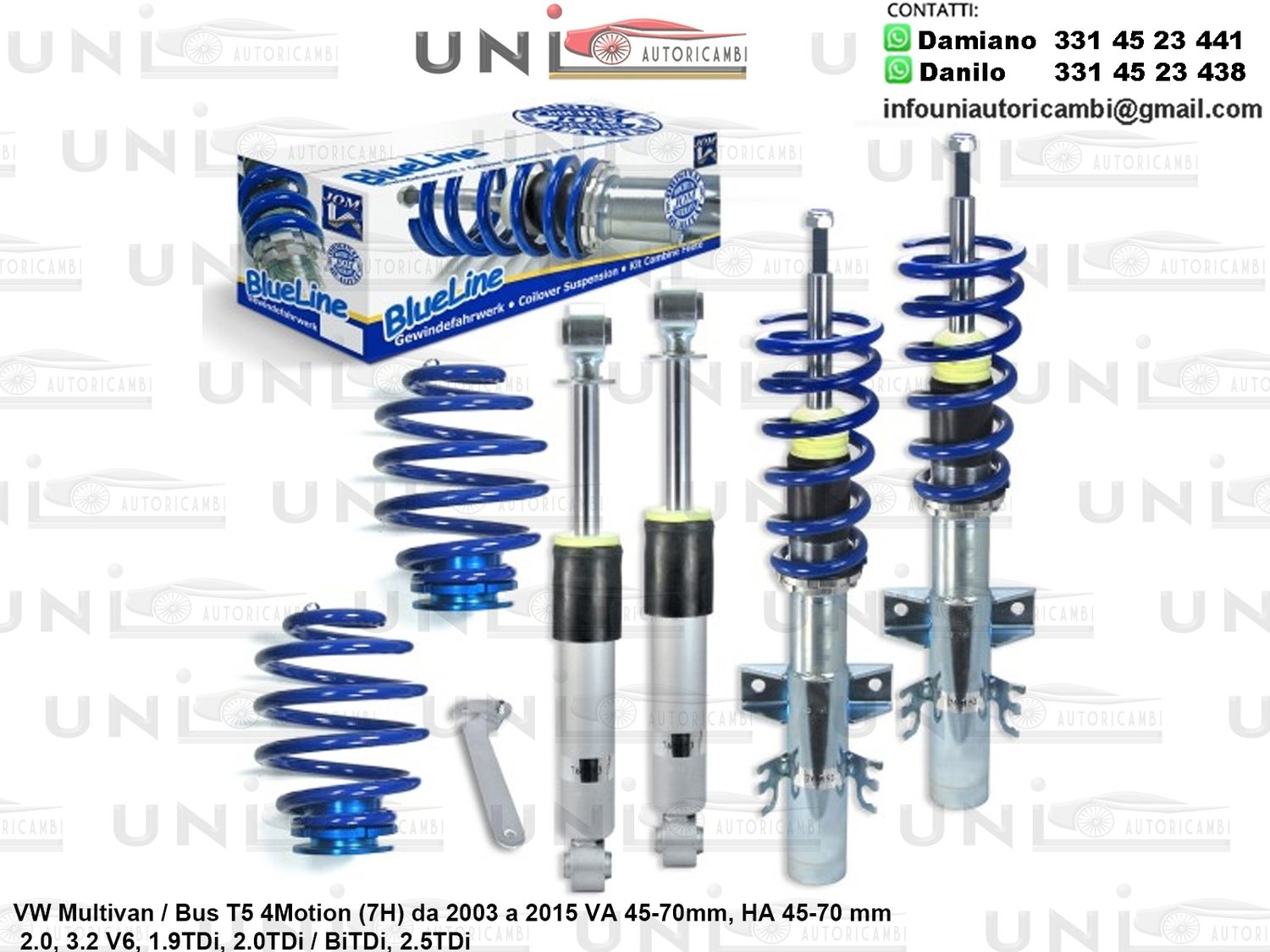 Assetto a Ghiera Regolabile VW Multivan / Bus T5 4Motion (7H) da 2003 a 2015 2.0, 3.2 V6, 1.9TDi, 2.0TDi / BiTDi, 2.5TDi