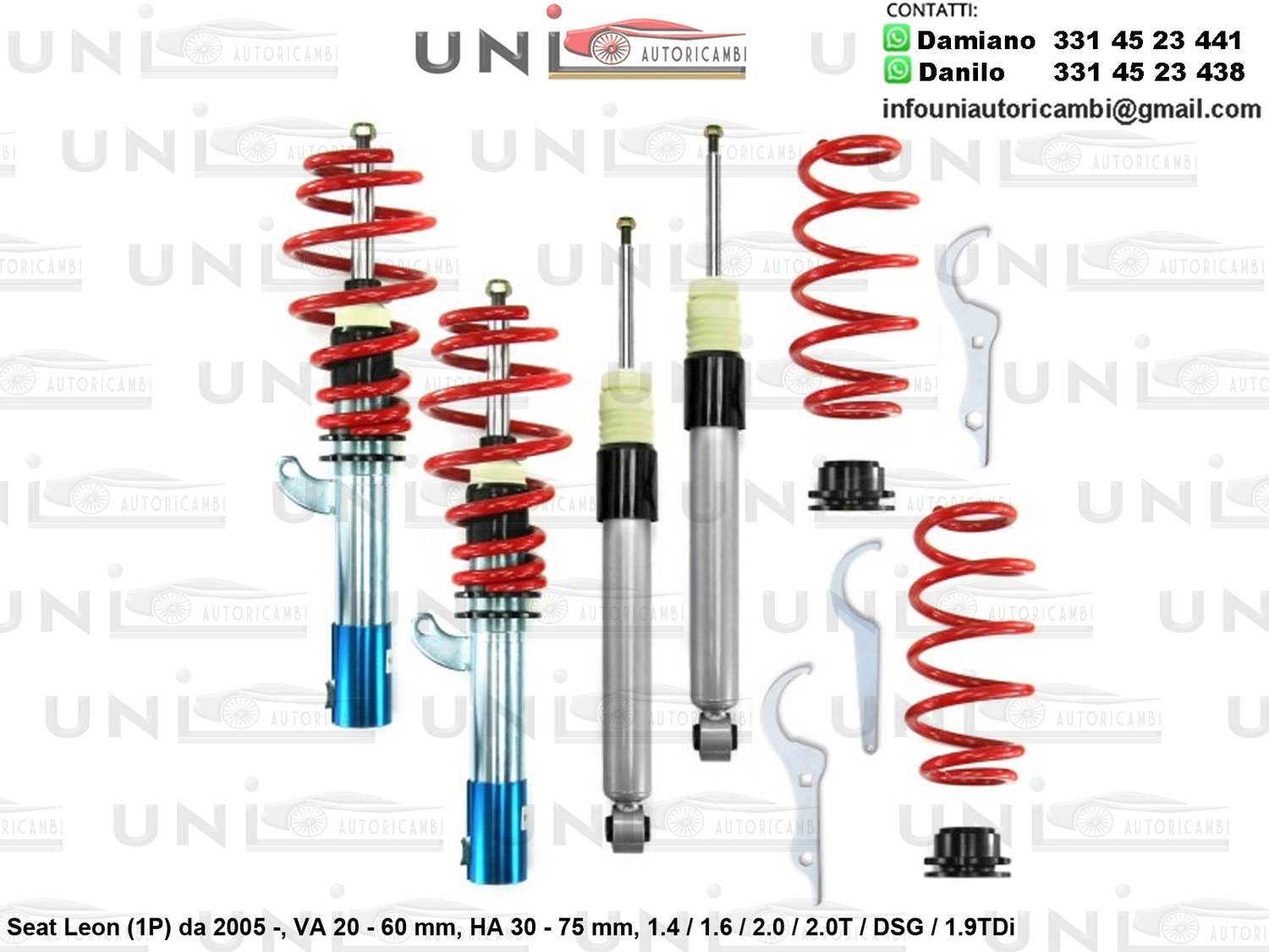 Assetto a Ghiera Regolabile Seat Leon (1P) 1.4 / 1.6 / 2.0 / 2.0T / DSG / 1.9TDi da 2005 -