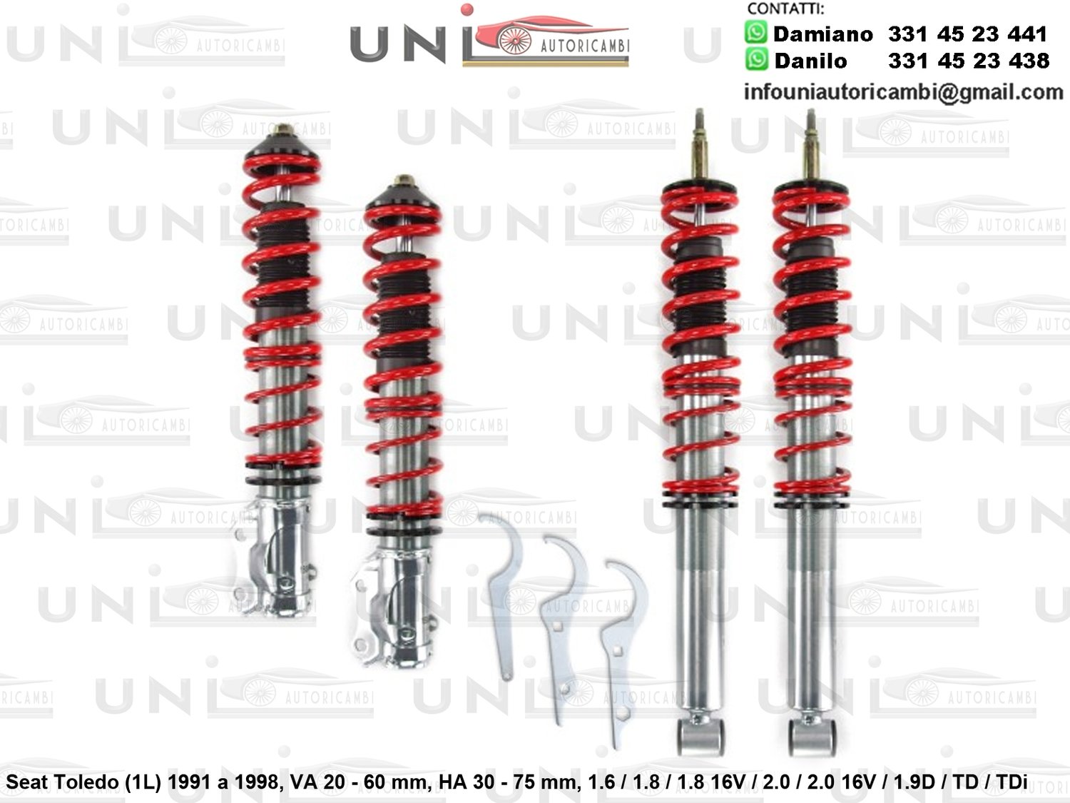 Assetto a Ghiera Regolabile Seat Toledo (1L) 1.6 / 1.8 / 1.8 16V / 2.0 / 2.0 16V / 1.9D / TD / TDi da 1991 a 1998