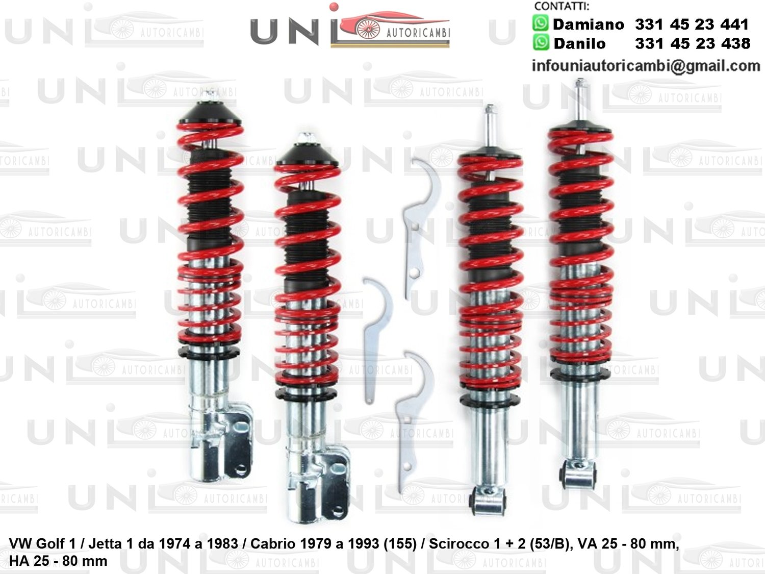 Assetto a Ghiera Regolabile VW Golf 1 / Jetta 1 da 1974 a 08.1983 / Cabrio da 09.1979 a 06.1993 (155) / Scirocco 1 + 2 (53/B)