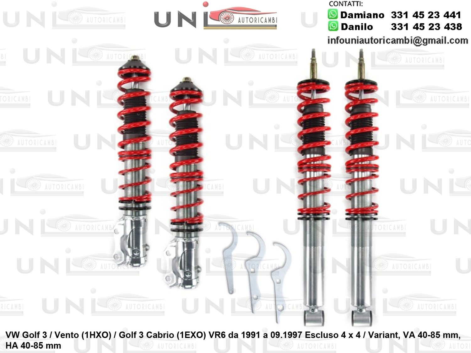 Assetto a Ghiera Regolabile VW Golf 3 / Vento (1HXO) / Golf 3 Cabrio (1EXO) VR6 da 10.1991 a 09.1997 Escluso 4 x 4 / Variant