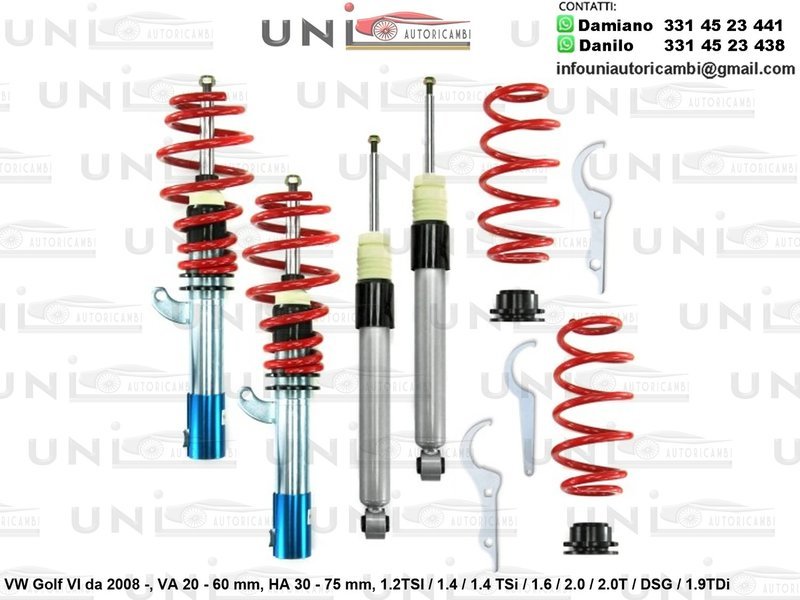 Assetto a Ghiera Regolabile VW Golf 6 1.2TSI / 1.4 / 1.4 TSi / 1.6 / 2.0 / 2.0T / DSG / 1.9TDi da 2008 -