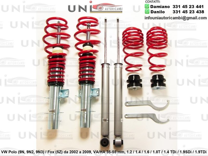Assetto a Ghiera Regolabile VW Polo (9N, 9N2, 9N3) / Fox (5Z) 1.2 / 1.4 / 1.6 / 1.8T / 1.4 TDi / 1.9SDi / 1.9TDi da 04.2002 a 2009