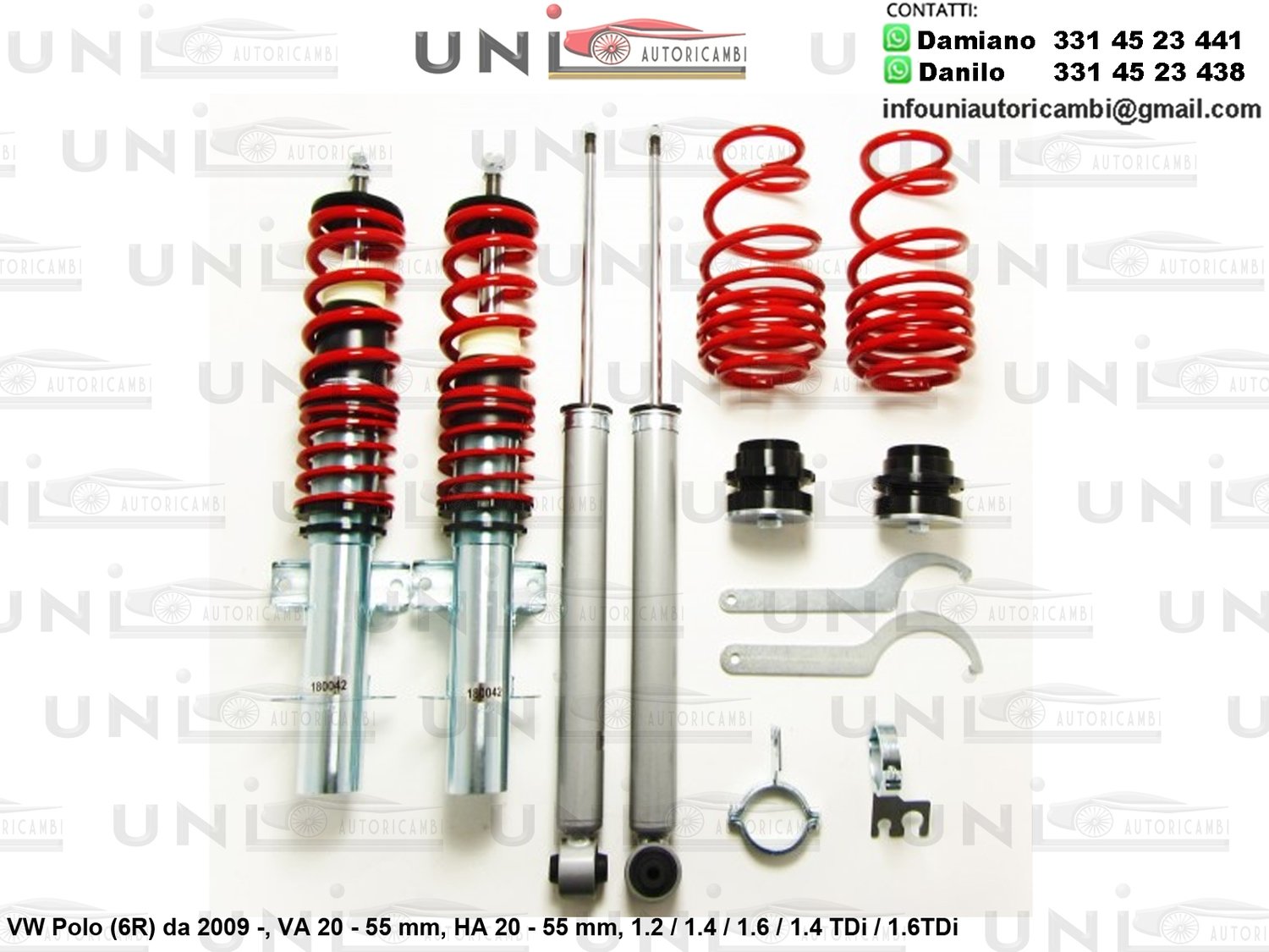 Assetto a Ghiera Regolabile VW Polo (6R) 1.2 / 1.4 / 1.6 / 1.4 TDi / 1.6TDi da 2009 -