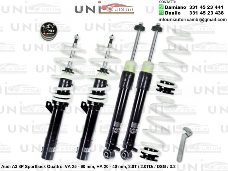 Assetto a Ghiera Regolabile Audi A3 (8P) Sportback Quattro 2.0T / 2.0TDi / DSG / 3.2