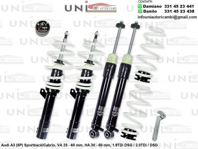 Assetto a Ghiera Regolabile Audi A3 (8P) Sportback / Cabrio 1.9TDi DSG / 2.0TDi / DSG