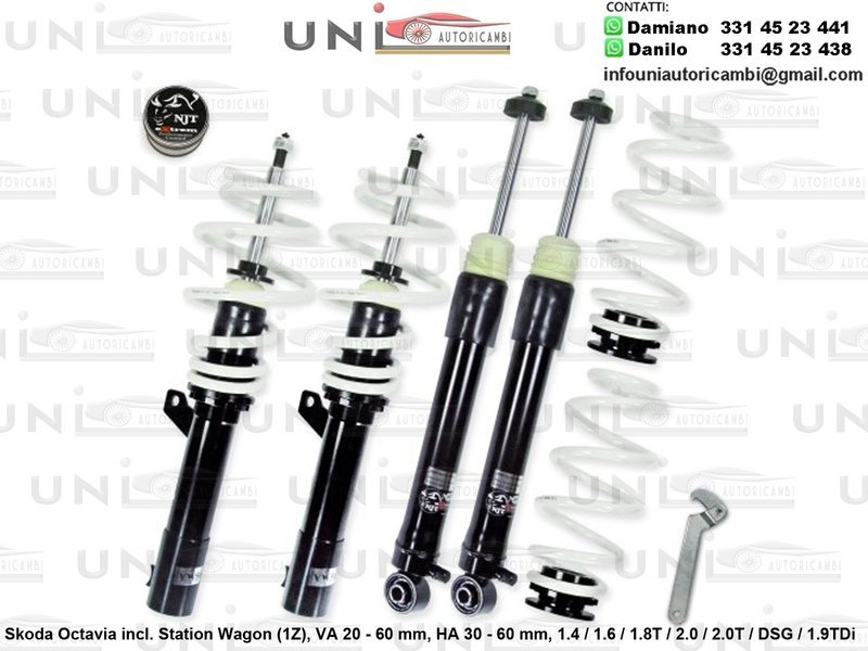 Assetto a Ghiera Regolabile Skoda Octavia incluso Station Wagon (1Z) 1.4 / 1.6 / 1.8T / 2.0 / 2.0T / DSG / 1.9TDi