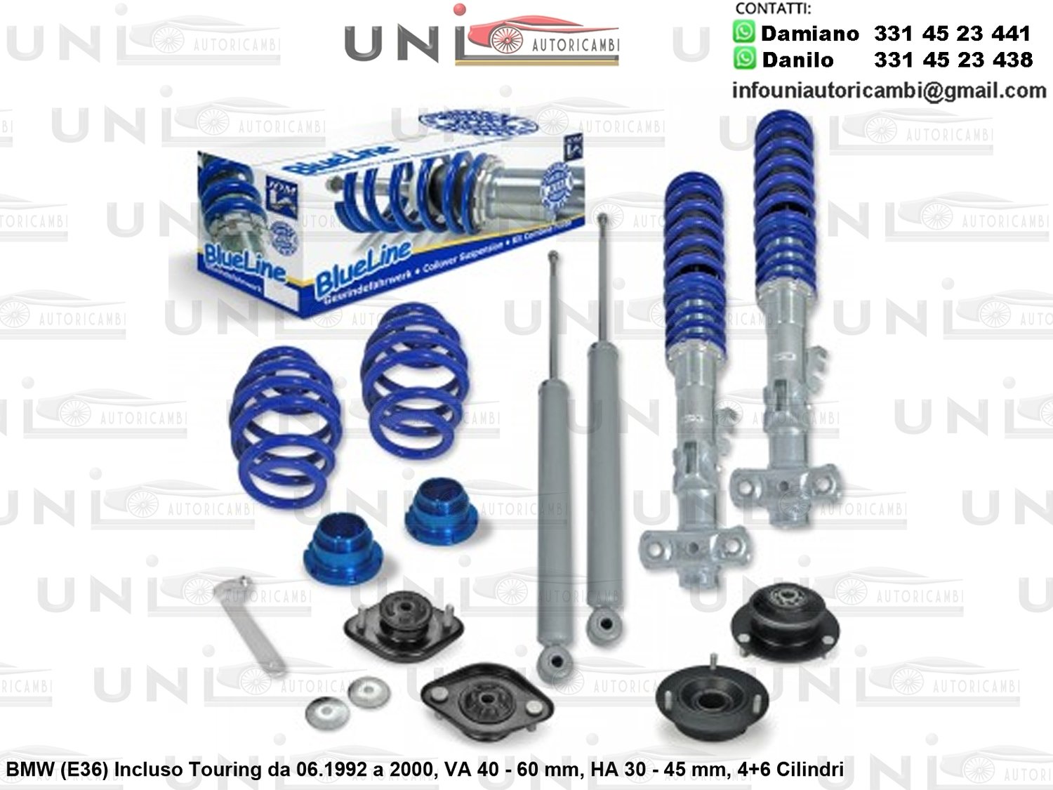 Assetto a Ghiera Regolabile BMW (E36) 4+6 Cilindri Incluso Touring da 06.1992 a 2000