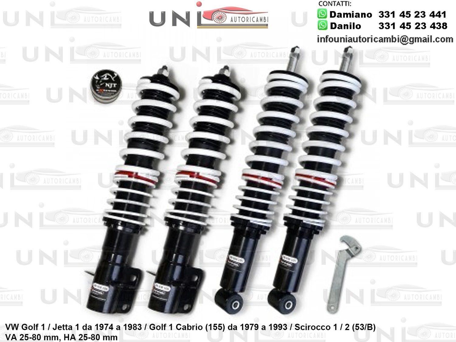 Assetto a Ghiera Regolabile VW Golf 1 / Jetta 1 da 1974 a 08.1983 / Cabrio da 09.1979 a 06.1993 (155), Scirocco 1 + 2 (53/B)
