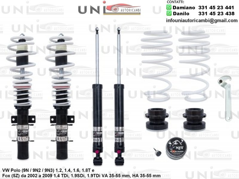 Assetto a Ghiera Regolabile W Polo (9N / 9N2 / 9N3) 1.2, 1.4, 1.6, 1.8T e Fox (5Z) da 2002 a  2009 1.4 TDi, 1.9SDi, 1.9TDi