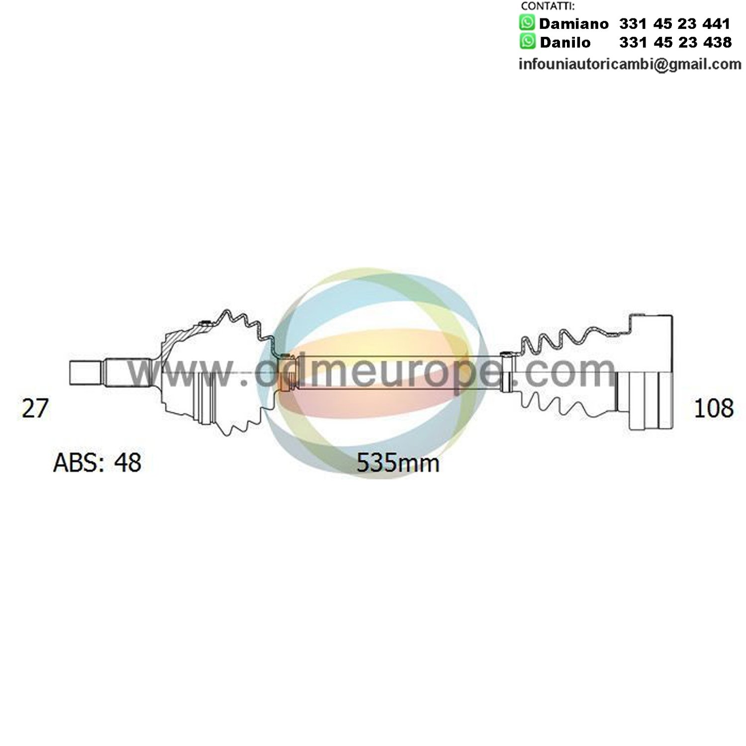 SEMIASSE/ALBERO MOTORE CAMBIO MANUALE / AUTOMATICO ANTERIORE SINISTRO / DESTRO Mercedes V Class 200 / V Class 280 da 1997 a 2004 / V Class 230 / Vito (W638) da 1996 a 2004