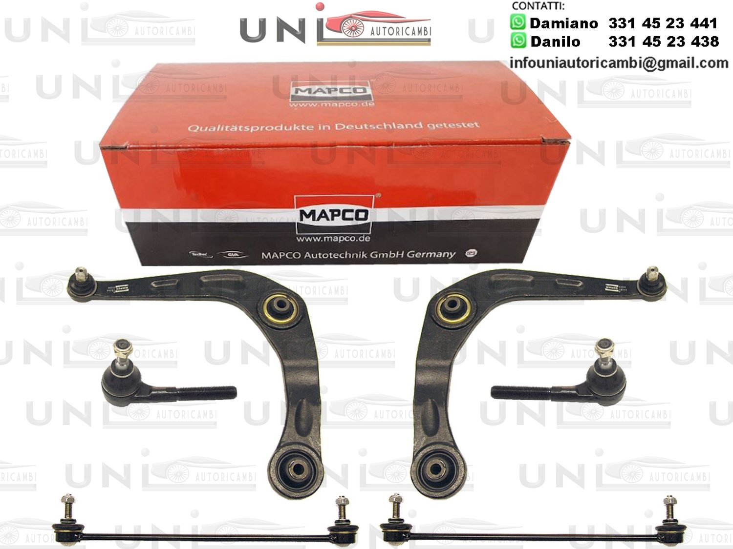 Kit 6 Bracci Anteriori RINFORZATI Peugeot 206 ​2 volumi /Coda spiovente da 1998 / Peugeot 206​ CC da 2005 / Peugeot 206​ SW da 2002