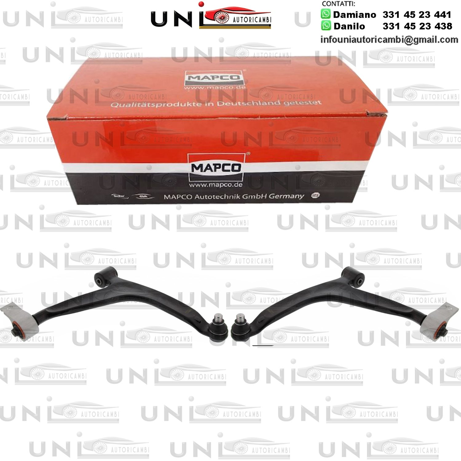 Kit 2 Bracci Anteriori Oscillanti Rinforzati Mapco Citroën ​Berlingo / Furgonato da 1996​ / Citroën Xsara Picasso​ da 1999 / ​Peugeot Partner Combispace da 1998 / Furgonato​ da 1996​