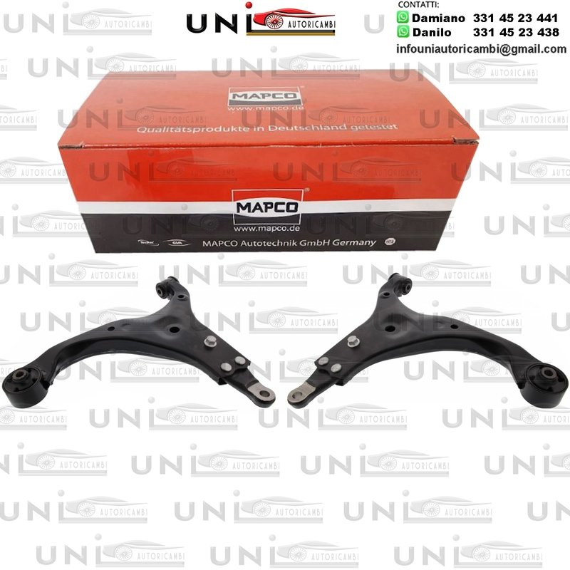 Kit 2 Bracci Anteriori Oscillanti Rinforzati Mapco Hyundai i30 da 2007 / Kia Cee'd 2 volumi /Coda spiovente da​ 2006 / Kia Cee'd SW da​ 2007 / Kia Pro Cee'd da​ 2008