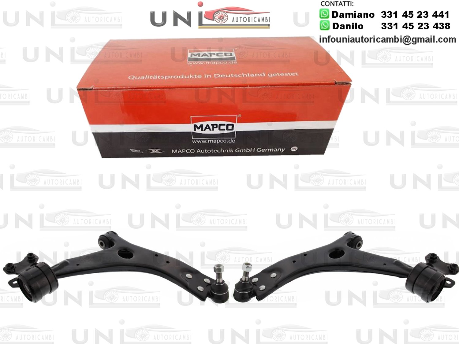 Kit 2 Bracci Anteriori Oscillanti Pezzi Mapco Ford Focus C-Max da 2003 / Ford Focus​ II da 2004 / Volvo C70 II Cabriolet ​ da 2006 / Volvo ​S40 II da 2004 / Volvo​ V50 da 2004
