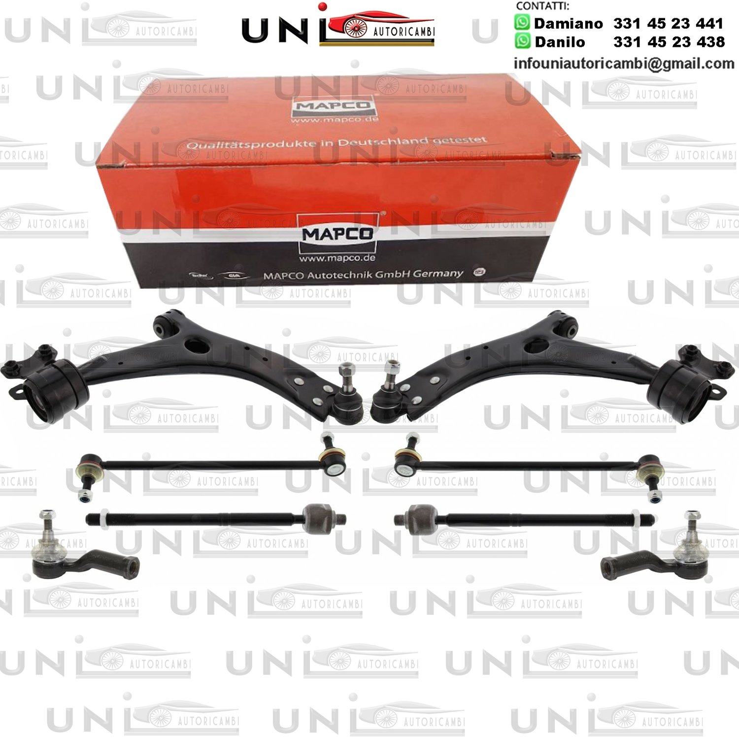 Kit 8 Bracci Anteriori Oscillanti Rinforzati Mapco Ford Focus C-Max da 2003 / Ford Focus​ II (DA_)​ da 2004 / Volvo C70 II Cabriolet ​ da 2006 / Volvo ​S40 II (MS)​ da 2004 / Volvo​ V50 (MW)​ da 2004