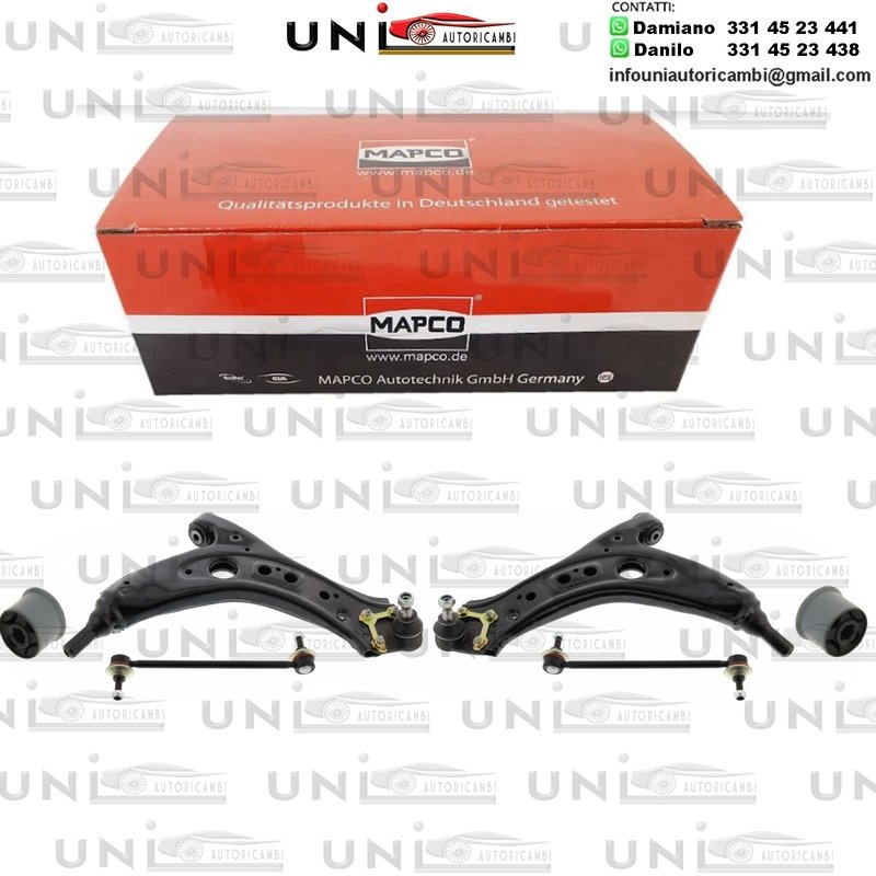 Kit 6 Bracci Anteriori Oscillanti Pezzi Mapco Seat Cordoba (6L2)​ da 2002/Ibiza IV (6L1)​ da 2002 / Skoda Fabia da 1999​ / Skoda​ Roomster (5J)​ da 2006 / VW Fox (5Z1, 5Z3)​ da 2005 / VW Polo da 2001