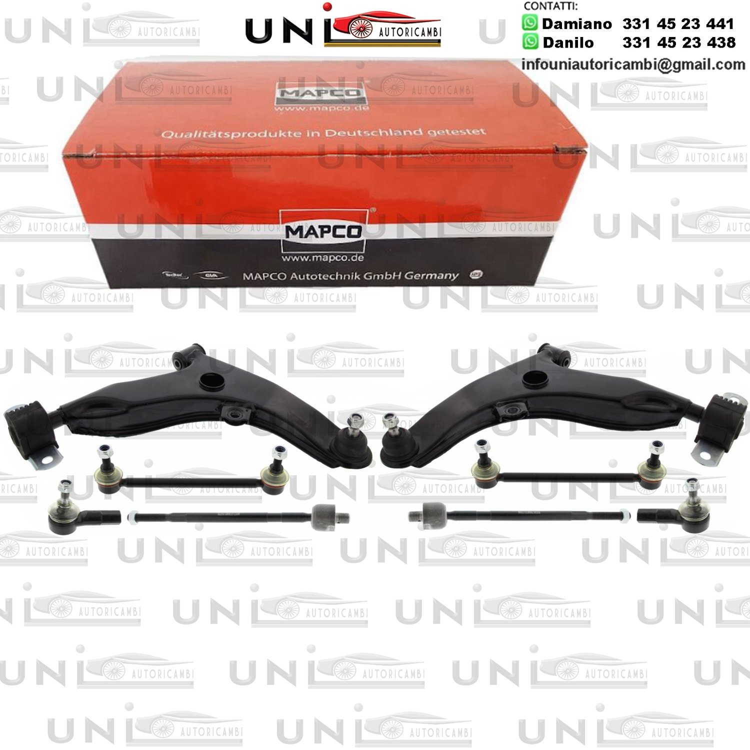 Kit 8 Bracci Anteriori Oscillanti RINFORZATI Mapco Germany Volvo S40 I (VS)​ da 1995 / Volvo​ V40 Station wagon (VW)​ da 1995