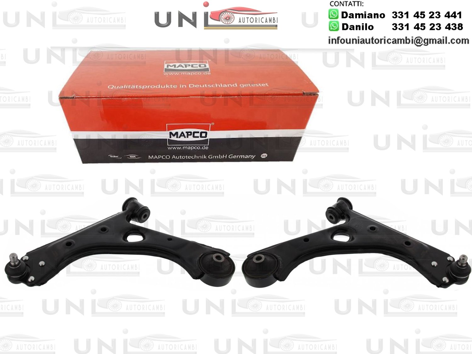 Kit 2 Bracci Anteriori Oscillanti Pezzi Mapco Opel Adam da 2012 / Combo da 2012 / Corsa D​ da 2006 / ​Corsa​ E ​da 2014 /  Vauxhall Adam da ​2012 / ​Combo da 2011 / Corsa da 2006 / Corsavan da 2006