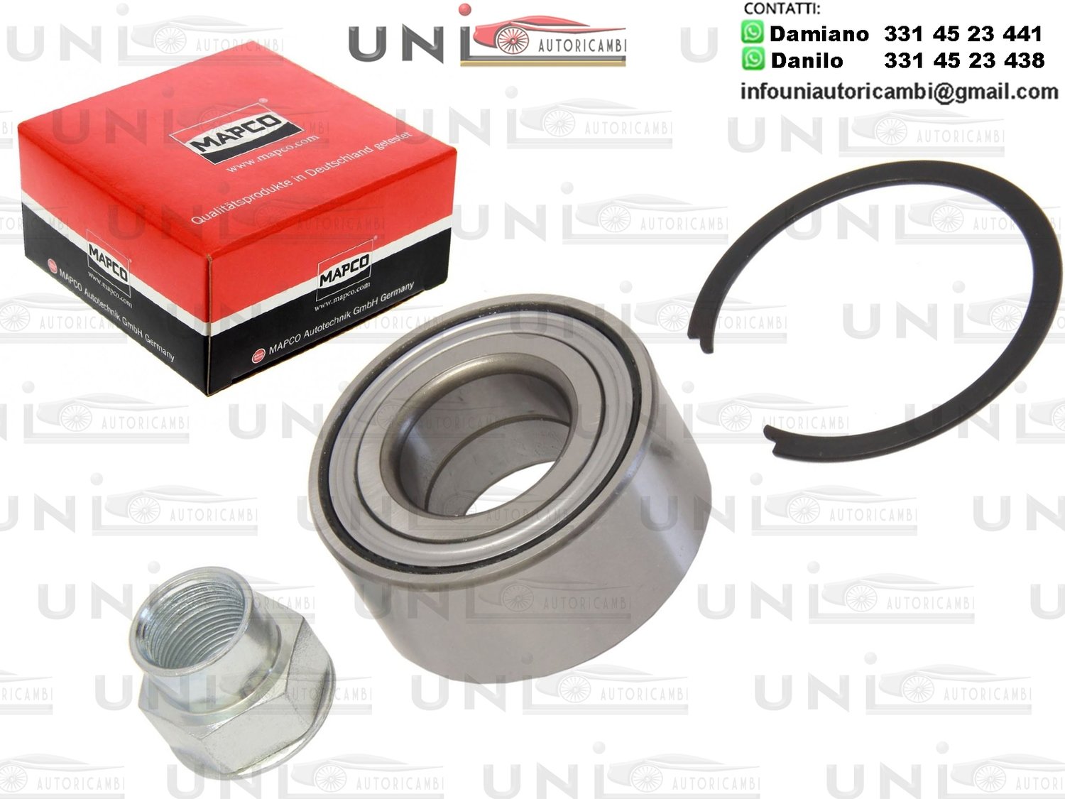 Kit 1 Cuscinetto Ruota Anteriore Bilaterale Mapco Germany / Fiat Brava da 1995 / Fiat Linea da 2007 / Fiat Punto Van da 2000 / Lancia Delta II da 1993