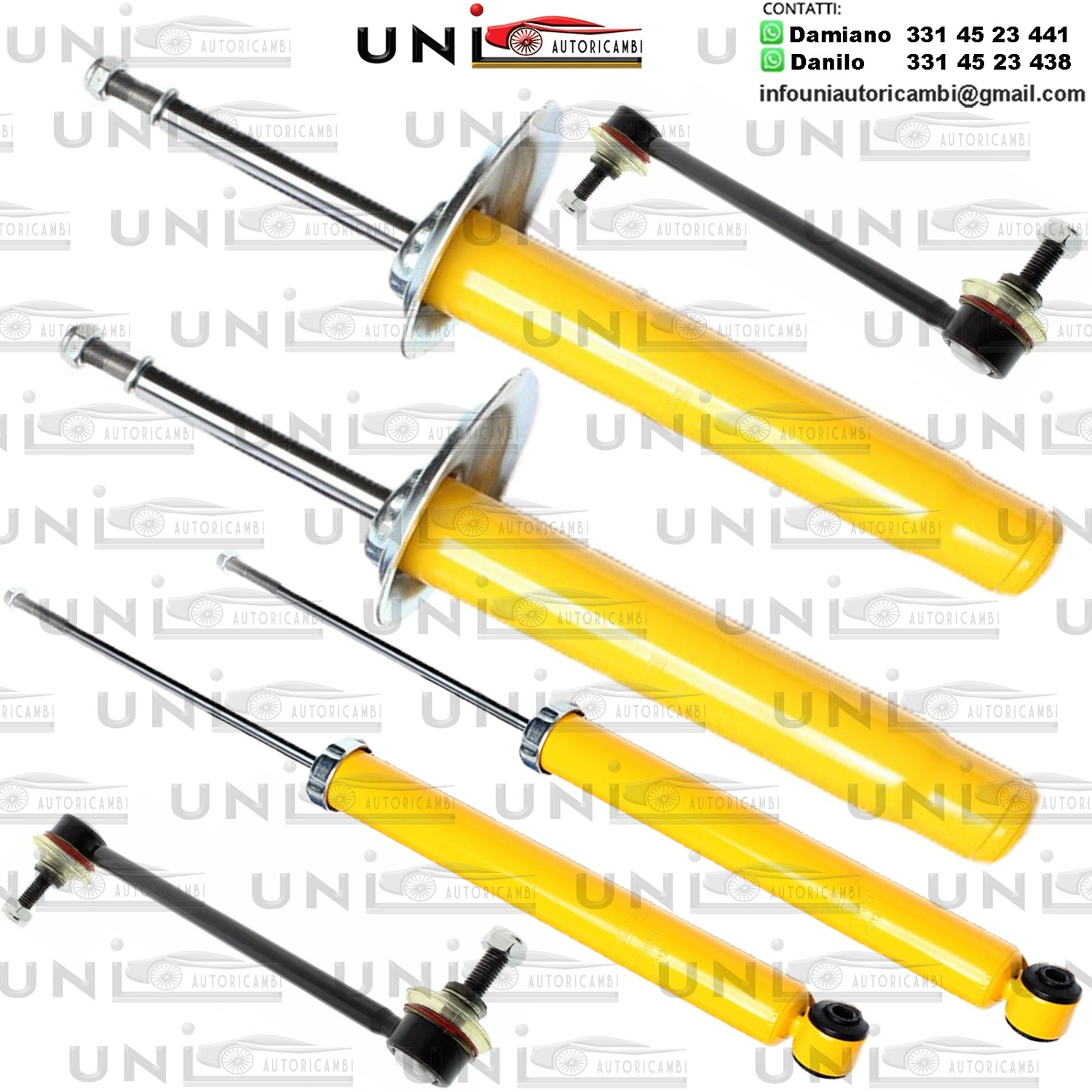 4 AMMORTIZZATORI SPORTIVI +2 Biellette Rinforzate PER: BMW Serie 3 E46 BERLINA , CABRIO , COMPACT , COUPE , TOURING dal 1998-