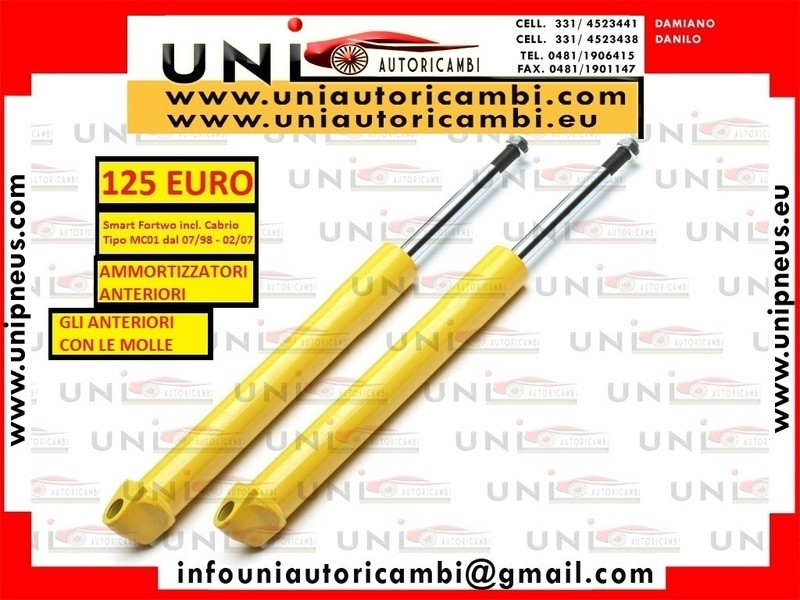 2 Ammortizzatori Anteriori Sportivi per: Smart Cabrio+City Coupe+Crossblade (450) Smart Roadster+ Roadster Coupe (452) Fortwo Coupe+ Fortwo Cabrio (450)