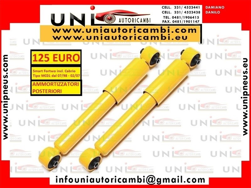 2 Ammortizzatori Posteriori Sportivi per: Smart Fortwo incl. Cabrio Tipo MC01 dal 07/98 - 02/07