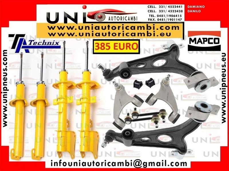 8x Bracci anteriori RINFORZATI SX + DX Mapco Germany + 4Ammortizzatori MAPCO per ALFA 147 156 GT 1.9jtd