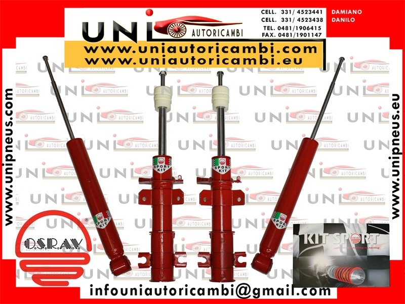 4X Ammortizzatori Sportivi Tarati e Accorciati a Taratura Fissa (COLORE ROSSO) Ford Focus II Station Wagon da 11.2004