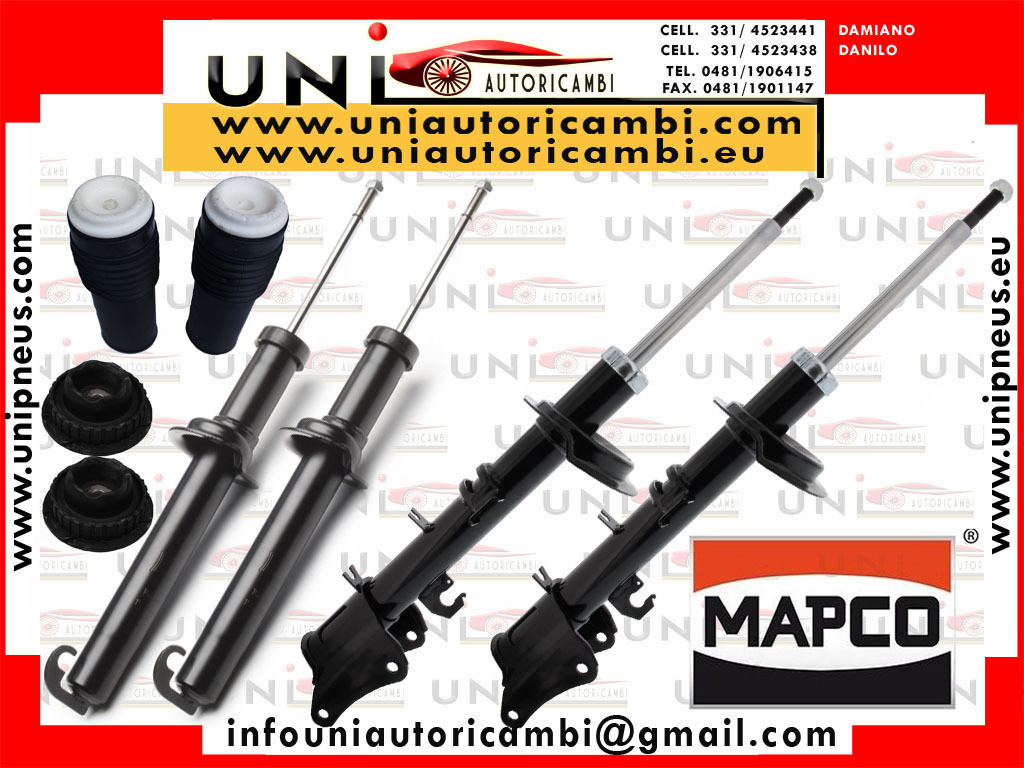 4x Ammortizzatori Rinforzati Tedeschi MAPCO GERMANY + 2 Supporti Anteriori + 2 Parapolvere Anteriori + 2 Paracolpi Anteriori per ALFA 147 156 GT 2001 1.9JTD