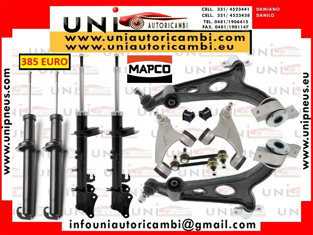 8x Bracci anteriori RINFORZATI SX + DX Mapco Germany + 4Ammortizzatori MAPCO per ALFA 147 156 GT 1.9jtd