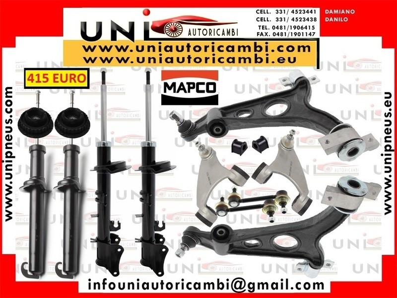8x Bracci anteriori RINFORZATI SX + DX Mapco Germany + 4 Ammortizzatori MAPCO + 2 Supporti Anteriori per ALFA 147 156 GT 1.9jtd