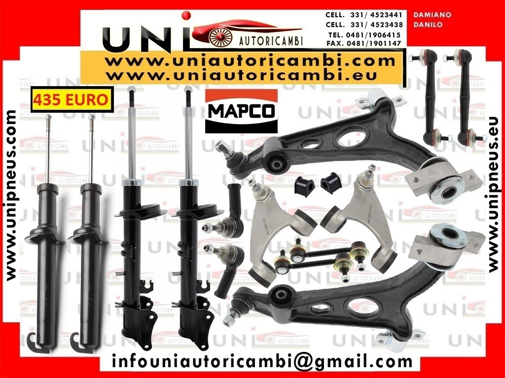 8x Bracci anteriori RINFORZATI SX + DX Mapco Germany + 4 Ammortizzatori MAPCO per ALFA 147 156 GT 1.9jtd