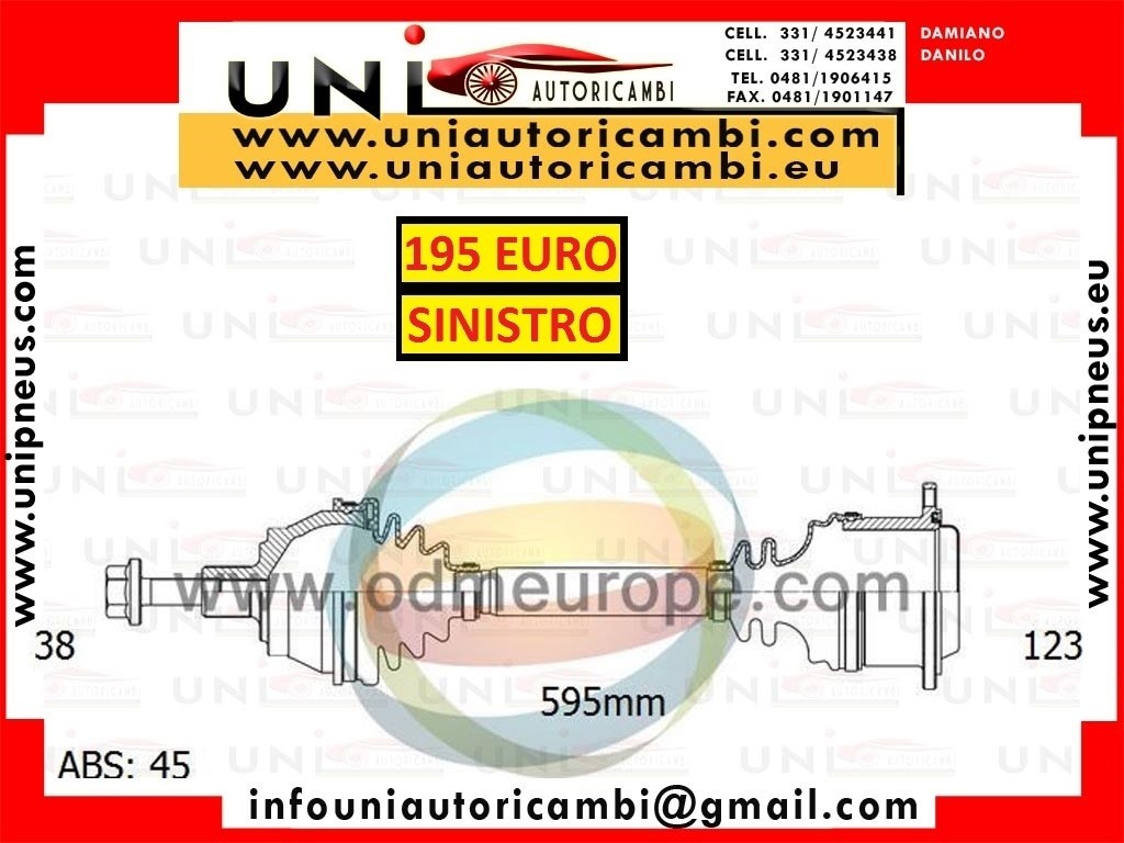 1x Semiasse Anteriore SINISTRO SX per: AUDI A4 8E B6 dal 2001- Berlina e Avant