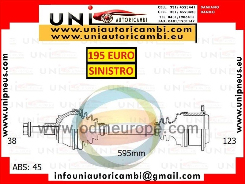1x Semiasse Anteriore SINISTRO SX per: AUDI A4 8E B6 dal 2001- Berlina e Avant