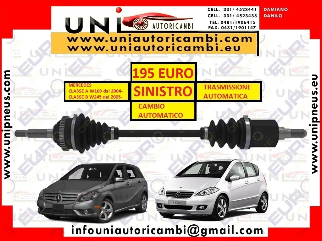 SEMIASSE / ALBERO MOTORE ANTERIORE SINISTRO SX COMPLETO C/ATM CAMBIO AUTOMATICO PER MERCEDES CLASSE A W169 dal 2004- , CLASSE B W245 dal 2005-