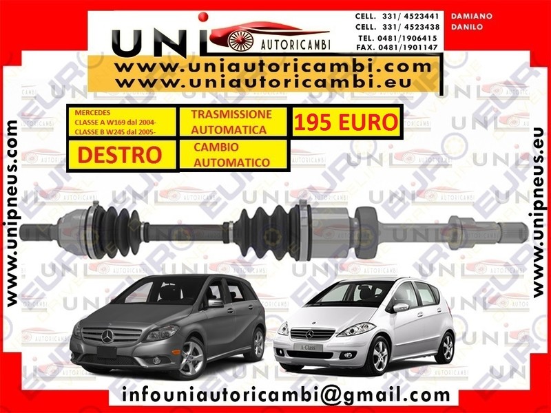ALBERO MOTORE o SEMIASSE ANTERIORE DESTRO DX COMPLETO C/ATM CAMBIO AUTOMATICO PER MERCEDES CLASSE A W169 dal 2004- , CLASSE B W245 dal 2005-