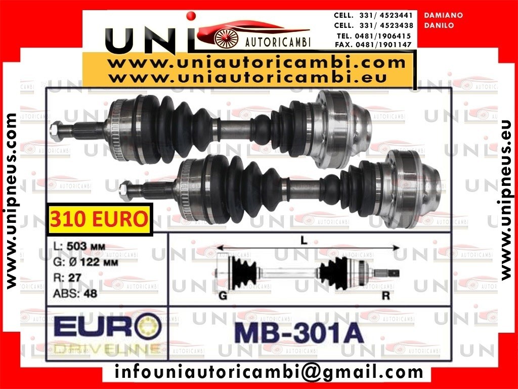 2x ALBERO MOTORE / SEMIASSE ANTERIORE BILATERALE SINISTRO o DESTRO per: MERCEDES VITO V-Classe 200 220 CDI , MERCEDES VITO W638 dal 1999-