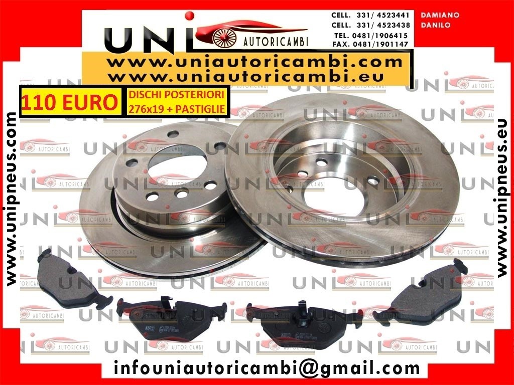 2X Dischi Posteriori 276 mm X 19 mm + 4 Pastiglie BMW 3 E46 320D 100 kw 136 cv