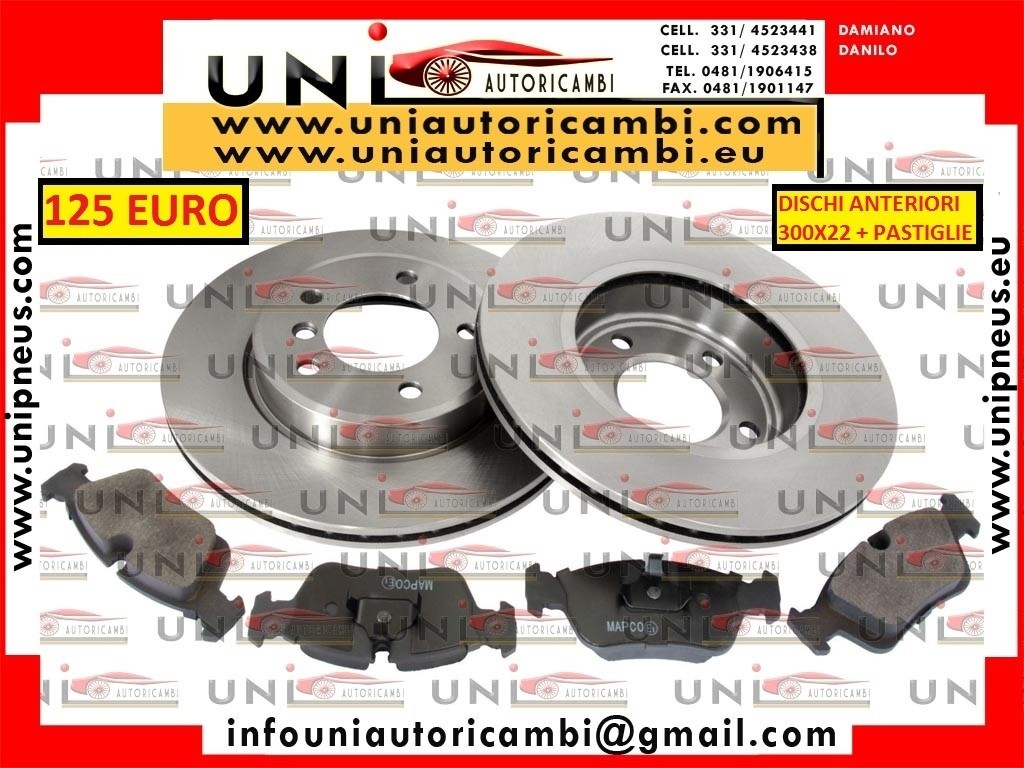 2X Dischi Anteriori 300mm X 22mm + 4 Pastiglie per BMW E46 320D 110 kw 150 CV