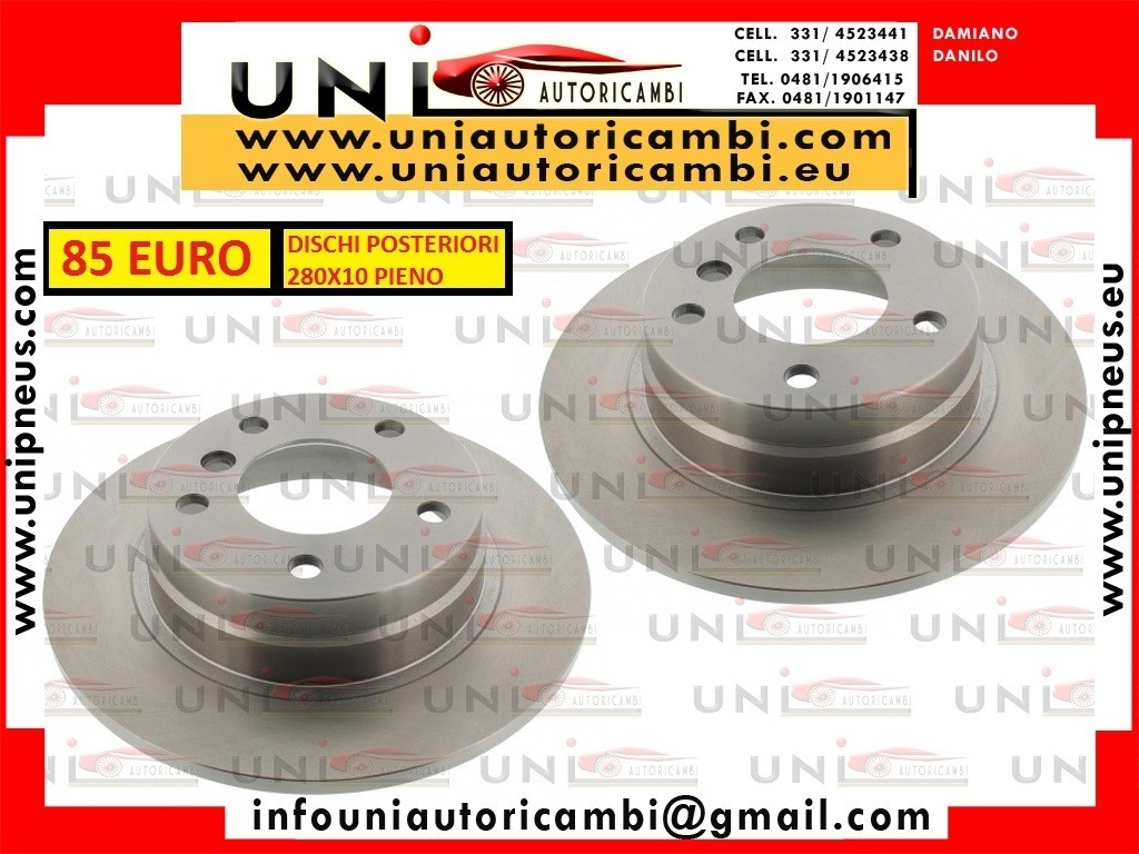 2X Dischi Posteriori - DISCO PIENO 280mm X 10 mm + 280x10 mm Post. BMW E36 E46
