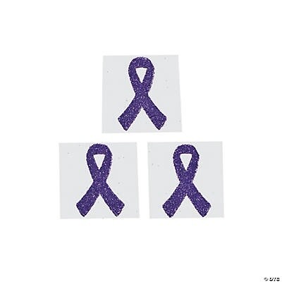 1 1/2" Purple Awareness Ribbon Tattoo Stickers, 12/Pk
