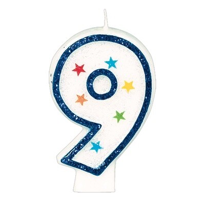 #9 Birthday Star Flat Molded Candle/Disc