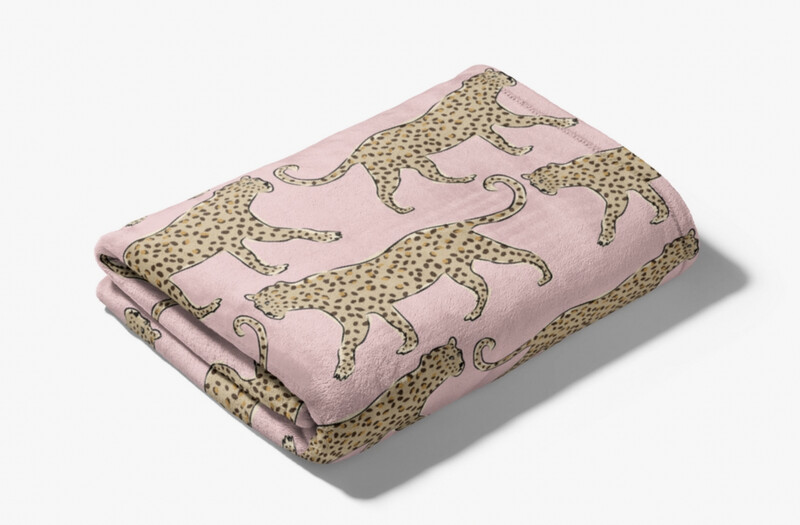 Leopard Print Throw Blanket Pink