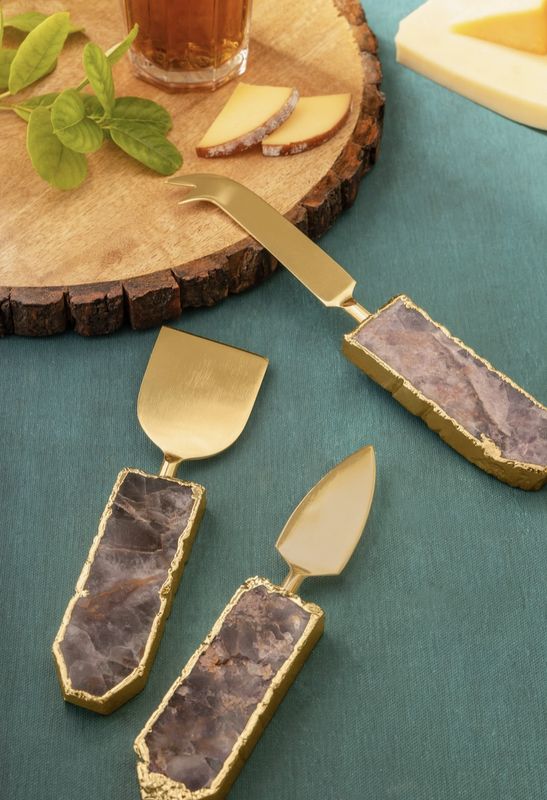 Brittany Amethyst Cheese Knives, Set of 3