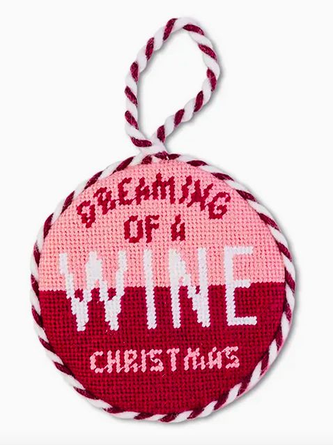 Needlepoint Ornament - Wine Christmas