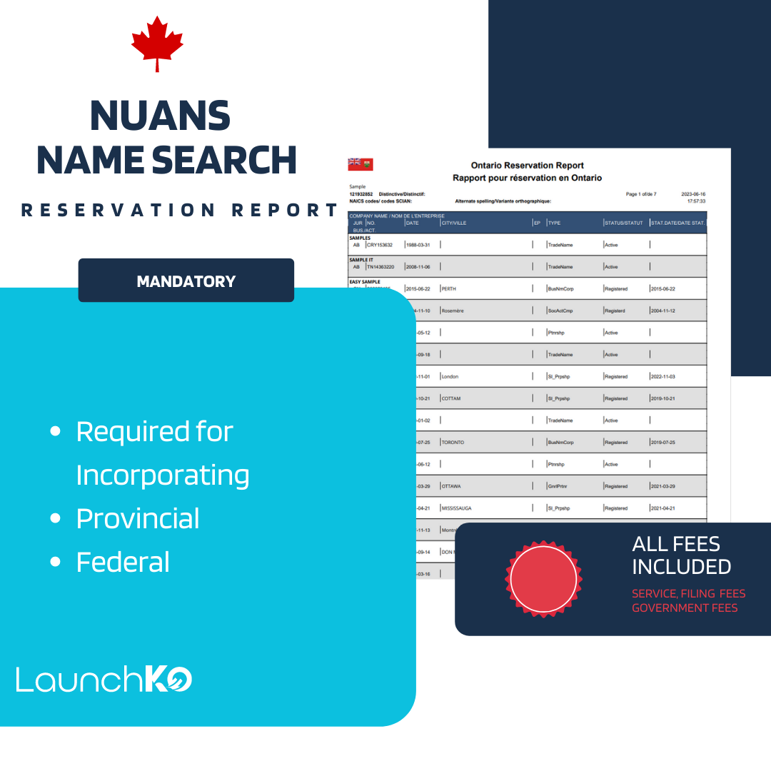 NUANS Name Reservation Report