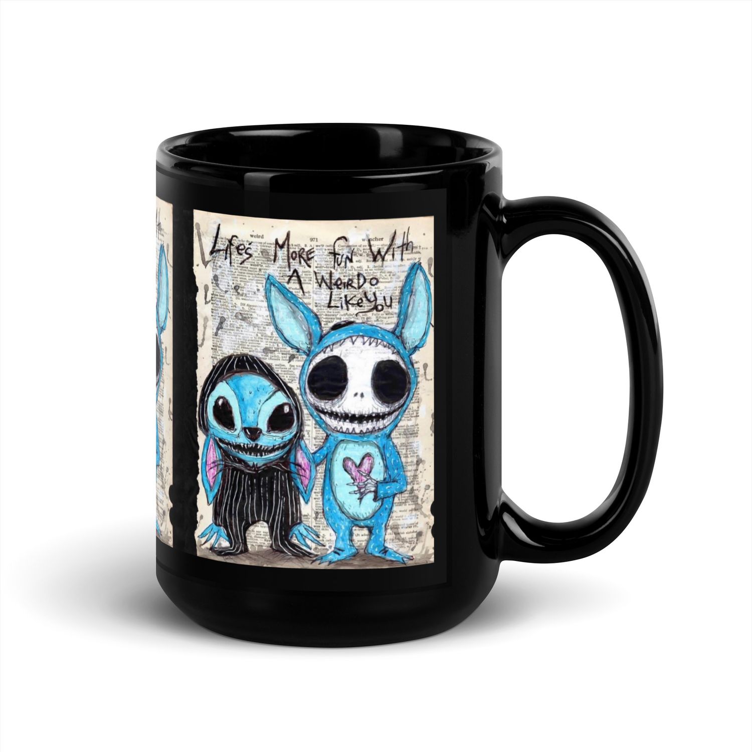 Stitch &amp; Jack Black Glossy Mug